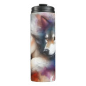 Bouteilles Isothermes Étanche aquarelle : Femme et Loup (Devant)