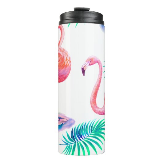 Bouteilles Isothermes Été tropical avec flamants roses feuilles de palmi (Devant)