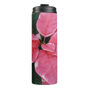 Bouteilles Isothermes Étoile d'Argent Marbre Poinsettias Roses Fleurs de