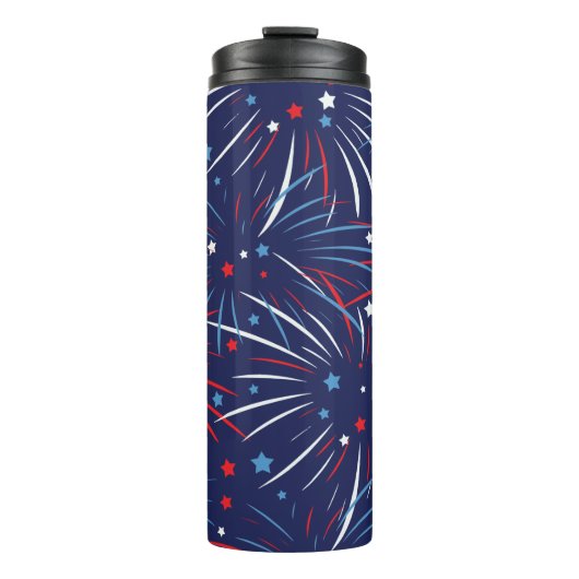 Bouteilles Isothermes Étoiles bleues blanches rouges de feux d'artifice (Devant)