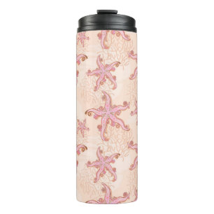 Bouteilles Isothermes Étoiles de mer et corail rose motif pastel