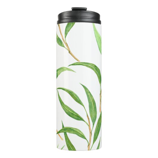 Bouteilles Isothermes Eucalyptus motif aquarelle sur blanc (Devant)