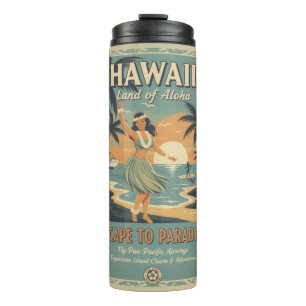 Bouteilles Isothermes Évasion vintage hawaïenne au pays de l'Aloha vers