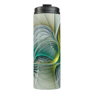 Bouteilles Isothermes Évolution fractale, Art Abstrait Turquoise d'or