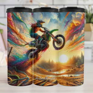 Bouteilles Isothermes Explosion d'art de motocross coloré au coucher du