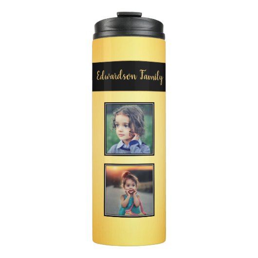 Bouteilles Isothermes Faites votre propre photo collage monogramme or (Devant)