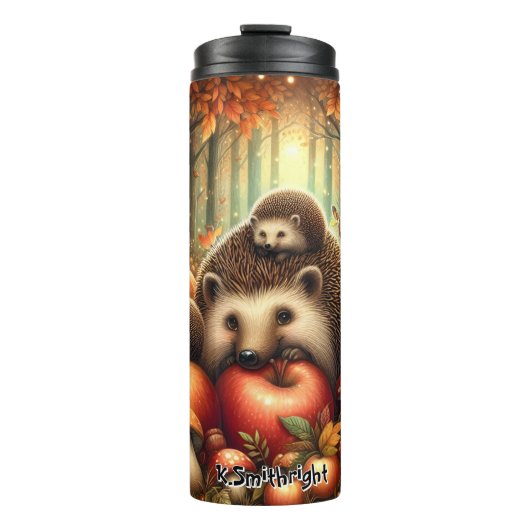 Bouteilles Isothermes Famille de Hérisson dans une forêt d'automne (Devant)