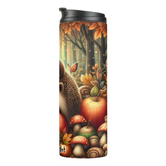 Bouteilles Isothermes Famille de Hérisson dans une forêt d'automne (Tourné sur la droite)