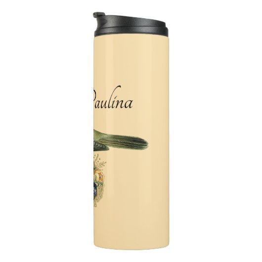 Bouteilles Isothermes Fancy Crown Bird on Peach Personnalisé (Tourné sur la droite)