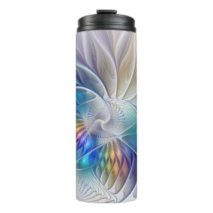 Bouteilles Isothermes Fantaisie florale, fleur fractale abstraite coloré