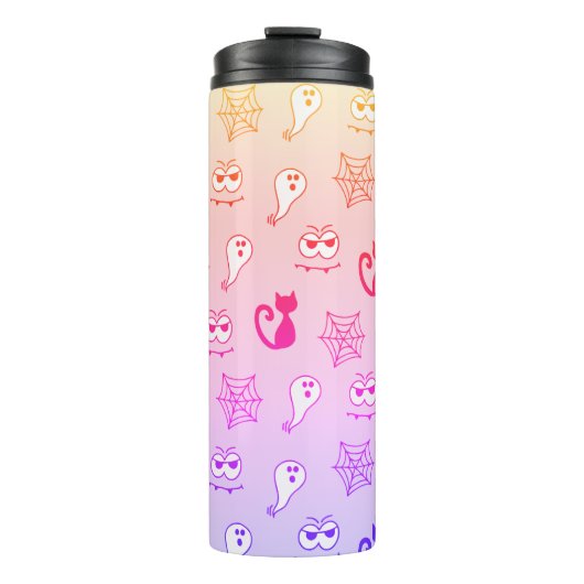 Bouteilles Isothermes Fantôme, toiles d'araignées et chats noirs arc-en- (Devant)