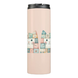 Bouteilles Isothermes Fausse Chat Patchwork Pastel Cottage Minou Rose