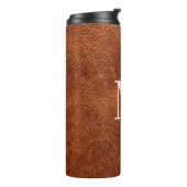 Bouteilles Isothermes Faux cuir marron moderne Monogramme (Tourné sur la gauche)