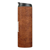 Bouteilles Isothermes Faux cuir marron moderne Monogramme (Tourné sur la droite)