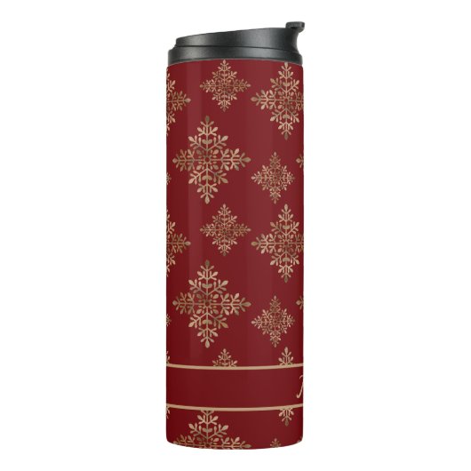 Bouteilles Isothermes Faux Golden Foil Snowflakes Sur Rouge (Pas Vrai Fo (Tourné sur la gauche)