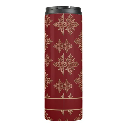 Bouteilles Isothermes Faux Golden Foil Snowflakes Sur Rouge (Pas Vrai Fo (Dos)