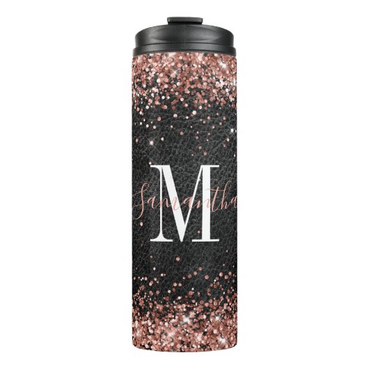 Bouteilles Isothermes Faux Rose Gold Parties scintillant Monogramme en c (Devant)