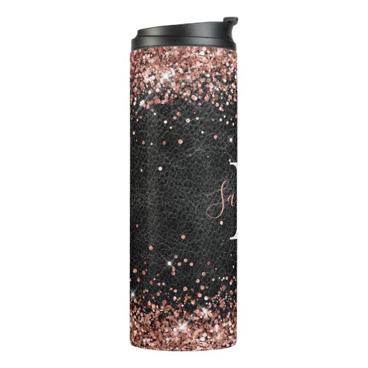 Bouteilles Isothermes Faux Rose Gold Parties scintillant Monogramme en c (Tourné sur la gauche)