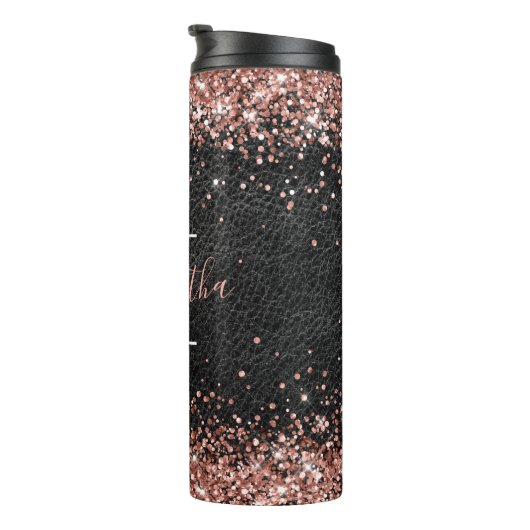 Bouteilles Isothermes Faux Rose Gold Parties scintillant Monogramme en c (Tourné sur la droite)