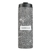Bouteilles Isothermes Faux Silver Parties scintillant Texture Look & Cus (Devant)