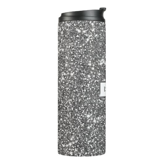 Bouteilles Isothermes Faux Silver Parties scintillant Texture Look & Cus (Tourné sur la gauche)