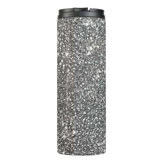 Bouteilles Isothermes Faux Silver Parties scintillant Texture Look & Cus (Dos)