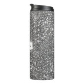 Bouteilles Isothermes Faux Silver Parties scintillant Texture Look & Cus (Tourné sur la droite)
