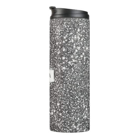 Bouteilles Isothermes Faux Silver Parties scintillant Texture Look & Cus (Tourné sur la droite)