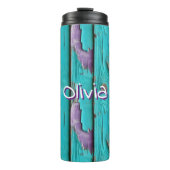 Bouteilles Isothermes Faux Wood violet et bleu turquoise (Devant)