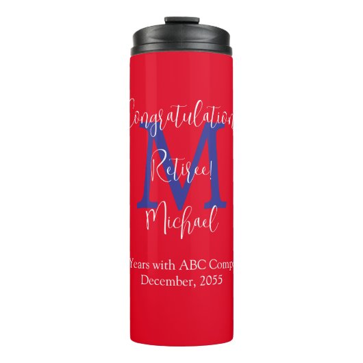 Bouteilles Isothermes Félicitations pour la retraite, Monogramme, Nom Ro (Devant)