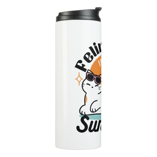 Bouteilles Isothermes Feline fin au soleil - Chat Tropical relaxé (Tourné sur la gauche)