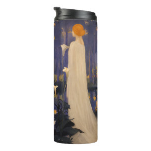 Bouteilles Isothermes Femme Art Nouveau éthérée sous les callas éclairée