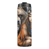 Bouteilles Isothermes Femme autochtone et ours grizzli (Devant)