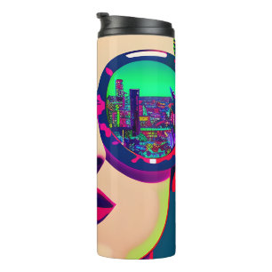 Bouteilles Isothermes Femme d'art coloré en lunettes de soleil Reflet de