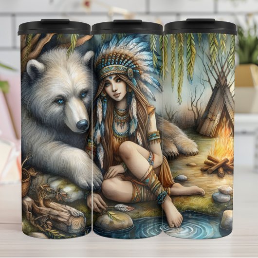 Bouteilles Isothermes Femme native, ours blanc