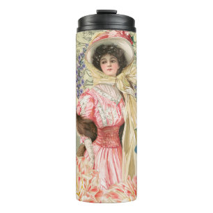 Bouteilles Isothermes Femme victorienne florale rose Régence