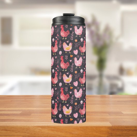 Bouteilles Isothermes Ferme des poules de coq noir rouge rose