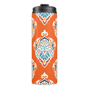 Bouteilles Isothermes Festive damassé vintage motif, design élégant.