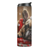 Bouteilles Isothermes Festive de Noël de Chien de taureaux français (Tourné sur la gauche)
