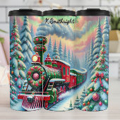 Bouteilles Isothermes Festive Red Green Forest Train
