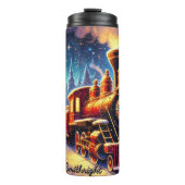 Bouteilles Isothermes Festive Red Train Snowy Village Night (Devant)