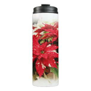Bouteilles Isothermes Festive Rouge Blanc Floral Poinsettia Fleurs