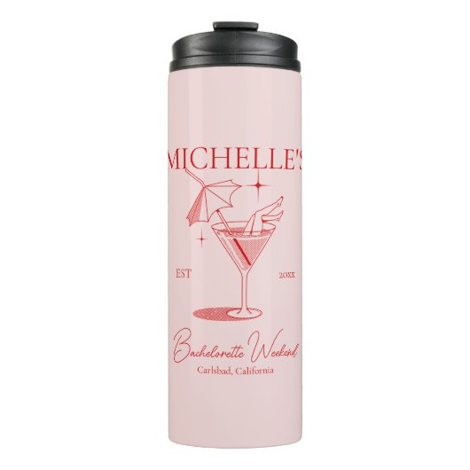 Bouteilles Isothermes Fête de Filles Bachelorette Cocktail Rétro (Devant)