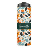 Bouteilles Isothermes Feuillage et fleurs orange et bleu Personnalisé (Devant)