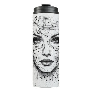 Bouteilles Isothermes Feuille de musique personnalisée Art de visage Noi