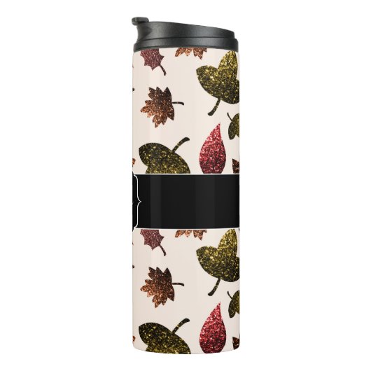 Bouteilles Isothermes Feuille étincelant automne motif Monogramme (Tourné sur la droite)