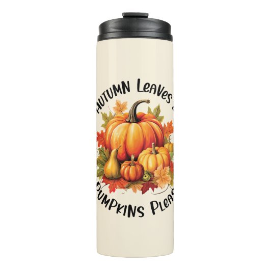 Bouteilles Isothermes Feuilles d'automne et Citrouilles s'il vous plaît (Devant)