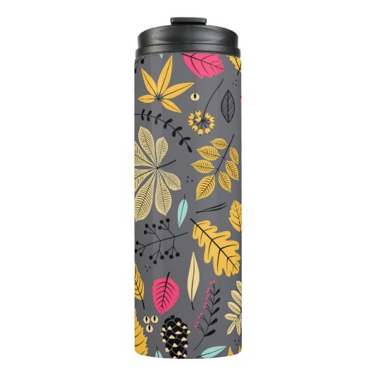 Bouteilles Isothermes Feuilles d'automne : Motif foncé sans couture (Devant)