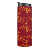 Bouteilles Isothermes Feuilles de branches de silhouette orange sur roug (Tourné sur la droite)