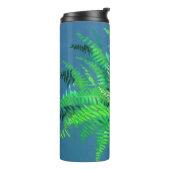 Bouteilles Isothermes Feuilles de fougères, design floral, verdure, bleu (Tourné sur la gauche)